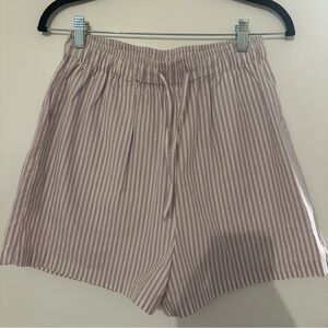 OAK + FORT Purple Striped High Waist Shorts